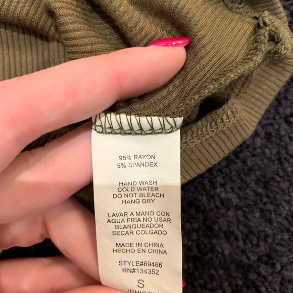 Olive Green Off the Shoulder Fitted Top! - Picture 4 of 5